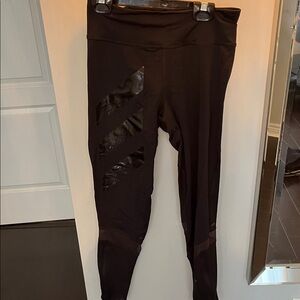 Black Leggings with Sheer Panels Adidas